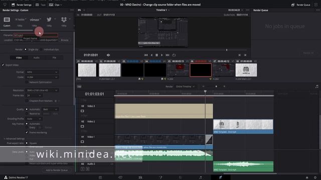 Name render output file as the project name using a variable in DaVinci Resolve