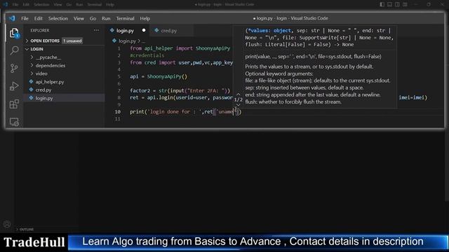 Finvasia Shoonya Api login python code | TradeHull | Details in description? смотреть онлайн