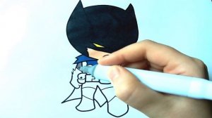 Мультик - раскраска для детей Чиби Бэтмен | Coloring page for kids Chibi Batman