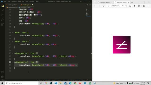How To Make Animated Hamburger Menu Using HTML CSS And Javascript || Code Prime