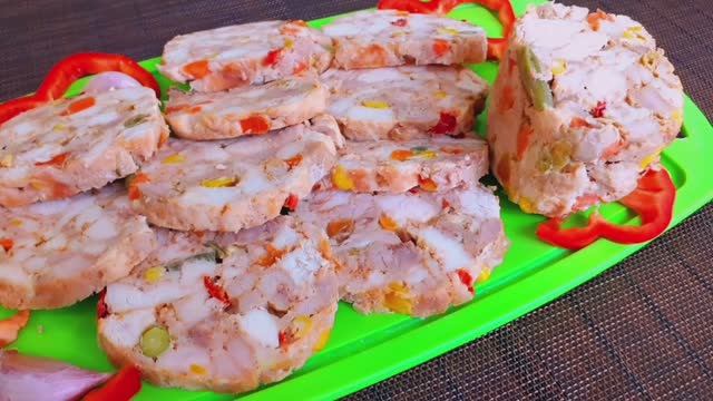 Рулет куриный с овощами. Супер простой и вкусный рецепт!!!! смотреть онлайн
