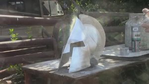 Как сделать шлем спартанца, Шлем Леонида, царя Спарты. Костюм спартанского война из бумаги, Pepakura