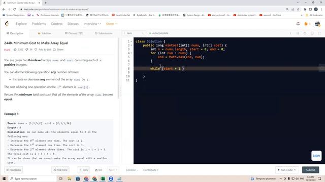 2448. Minimum Cost to Make Array Equal смотреть онлайн