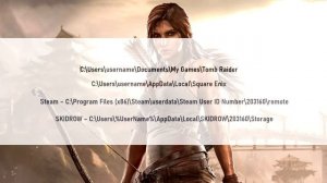 Tomb Raider Путь к сохранениям save game location