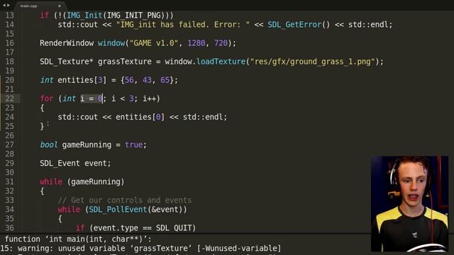 C++/SDL2 RPG Platformer Tutorial for Beginners Part 7 | Arrays & For Loops
