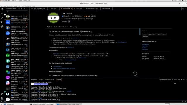 在CentOS 7上使用Visual Studio Code開發CSharp程式