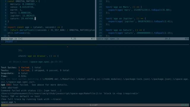 exercism.io 59 space age - javascript