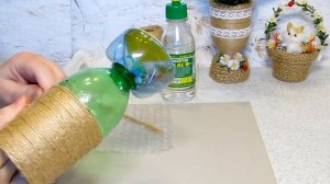 Мастер-Класс. Ваза из пластиковой бутылки и шпагата / джута.