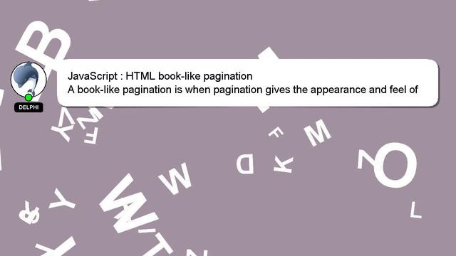JavaScript : HTML book-like pagination