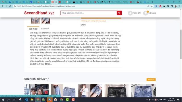 Giới thiệu template website bán hàng đồ SecondHand html css js chuẩn seo