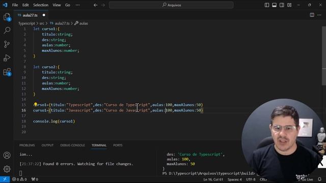 Aprendendo sobre INTERFACE e Objetos Literais em Typescript - Curso de Typescript Completo #P27 смотреть онлайн