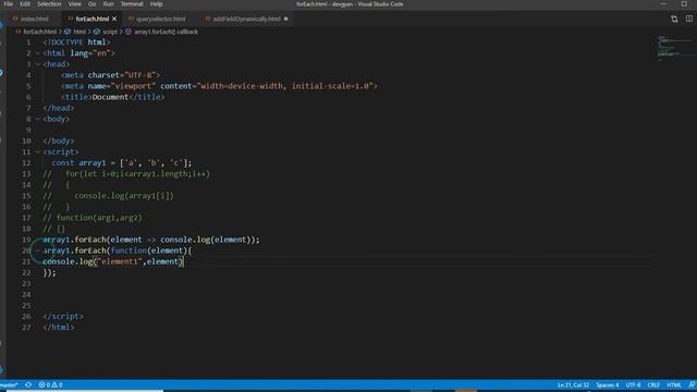 JavaScript Array forEach Method | for loop | How to get array data and index in javascript  in Hind