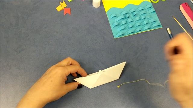 Открытка на 23 февраля своими руками.  Кораблик оригами. Origami ship DIY