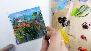 Как рисовать мастихином? Миниатюра маслом/ Прованс Италия маслом