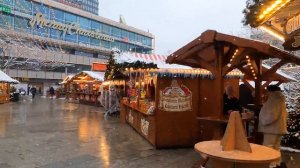 Christmas Market 2021 at Kudamm. Snow to Berlin. Walking in Berlin. 4K60H
