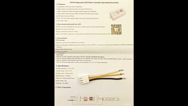 Контроллер светодиодов с пиксельной адресацией SP107E с Bluetooth и аудиовходом | #Обзор смотреть онлайн