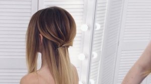 Низкий пучок на средние волосы с ребрышками | Low bun for medium hair with ribs | Hair tutorial