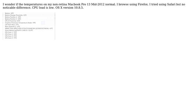 Apple: Are these temperatures on non-retina Macbook Pro 13 Mid-2012 normal when browsing? смотреть онлайн