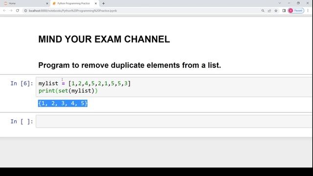 Python program to remove duplicate elements from a list | Python 3 Programming for Beginners Course