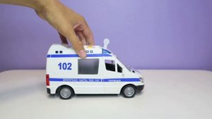 Полицейская музыкальная машина "Mercedes Benz Sprinter", инерционная модель от ТМ "Технопарк"