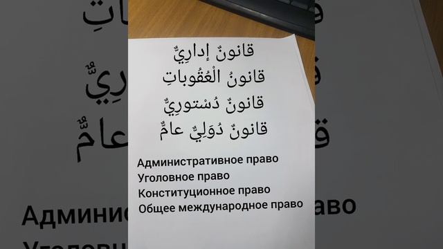 Административное, уголовное, конституционное, международное право на арабском.