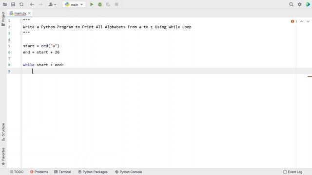Write a Python Program to Print All Alphabets From a to z Using While Loop