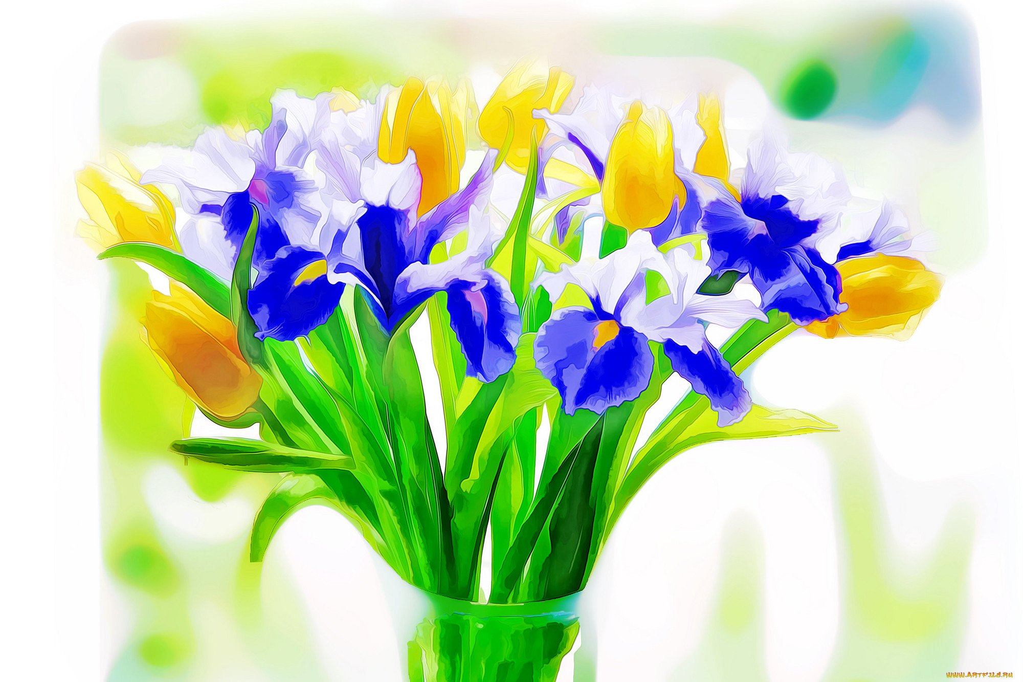 С днем рождения открытки с весенними цветами. Весенний букет. Яркий весенний букет. Открытки с весенними цветами. Тюльпаны и ирисы.