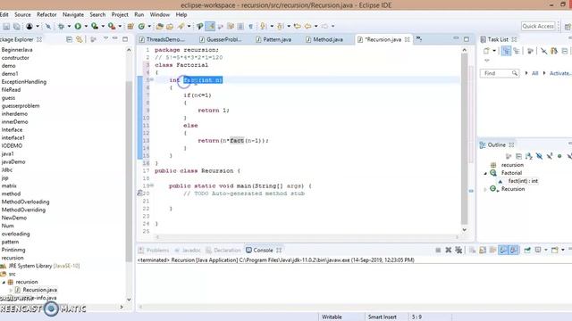 Concept Of Recursion In Java (Finding Factorial Of A Number Using Recursion) For Beginners.