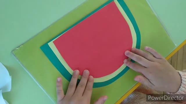 Кавун із паперу, аплікація / Аплікація в дитячому садку / Малюнок на літо