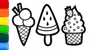 Как нарисовать мороженое и раскрасить его для детей