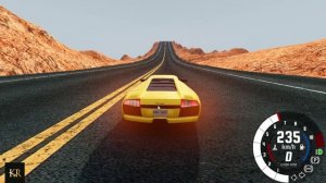 BeamNG Drive Прыжок через каньон Смерти на автомобиле (Lamborghini Mucielargo) Мод патруль!
