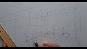 Как нарисовать интерьер . Построение перспективы с 2-мя точками схода ( I часть ).