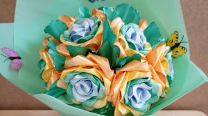 МК.Букет роз из атласной ленты.