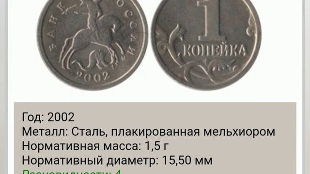 Современные монеты России Каталог монет номиналом 1 копейка