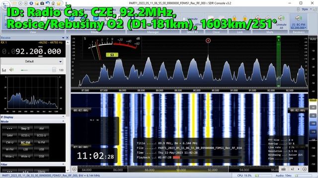 11.05.2023 08:02UTC, [Es], Radio Čas, Чехия, 92.2МГц, 1603км