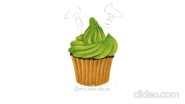 Halloween Witch Cupcake. Drawing with Markers. Капкейк на Хеллоуин - Ведьмочка. Рисуем маркерами. смотреть онлайн