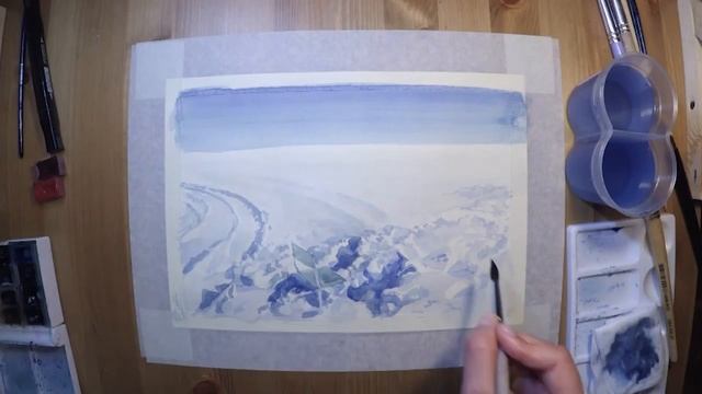 Как рисовать пейзаж «Колея на озере» Timelapse video смотреть онлайн