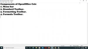 Components of OpenOffice Calc