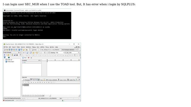 Can not login user SEC_MGR in SQLPLUS смотреть онлайн