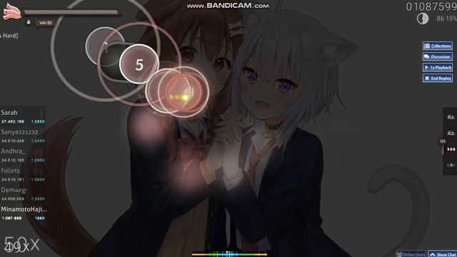 Inugami Korone x Nekomata Okayu - Hyadain 's Jojo Yujo [Hard] | osu! Performance | Minamoto Hajime
