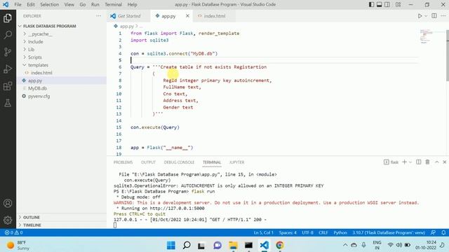 6 SQLite with Python Flask DataBase (Insert Query) смотреть онлайн