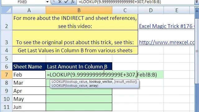Excel Magic Trick 417: Get Last Value from Multiple Sheets