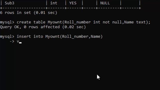 insert into not null create desc concept in Mysql@COMPUTEREXCELSOLUTION