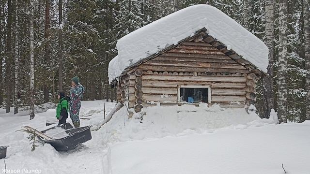 С детьми в лес в избушку на ночь | дикий лед | рыбалка на лесном озере | With children in the taiga смотреть онлайн