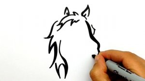 Как нарисовать силуэт Лошади простым способом. Просто рисуем Лошадь черным маркером. #528