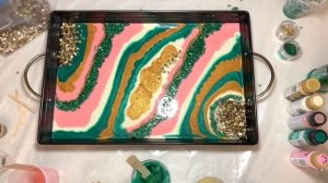 Geode Inspired Resin Tray | Gold, Emerald & Pink