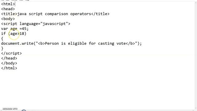 Comparison and String Operators in Java Script