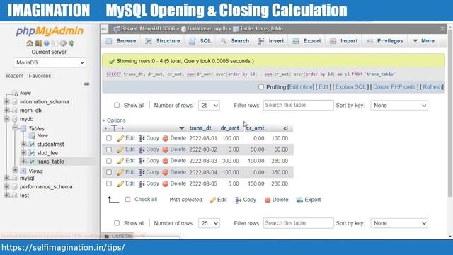 How to Calculate Opening & Closing Value in MySQL