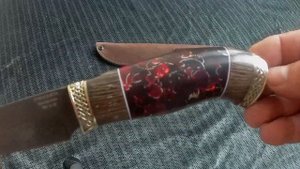 Нож "Ягуар" (литой булат, венге, акрил, мельхиор) вариант 2 www.korenok.ru