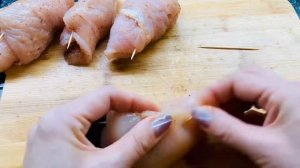 Куриные рулетики с сыром на сковороде??